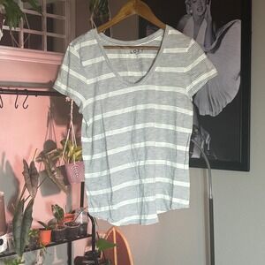 LOFT Women's Striped V-Neck Short Sleeve T-Shirt Top